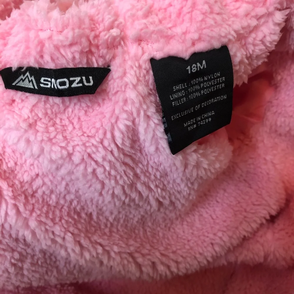 Snozu Girls Gradient Pink Quilted One-Piece Snowsuit
